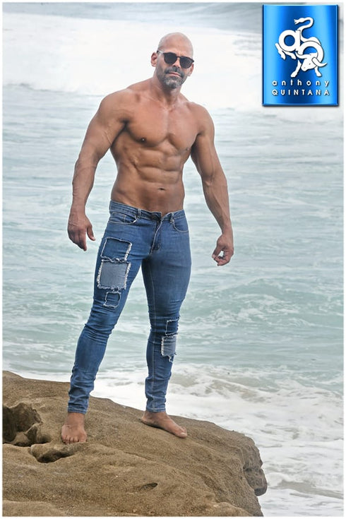 Men's AQ Patched Skinny Fit Stretch Jean "Brooklyn"